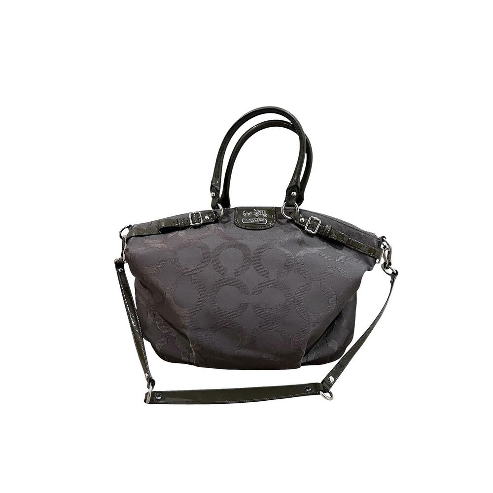 Coach Op Art Madison Lindsey Large Gray Handbag Satchel Tote